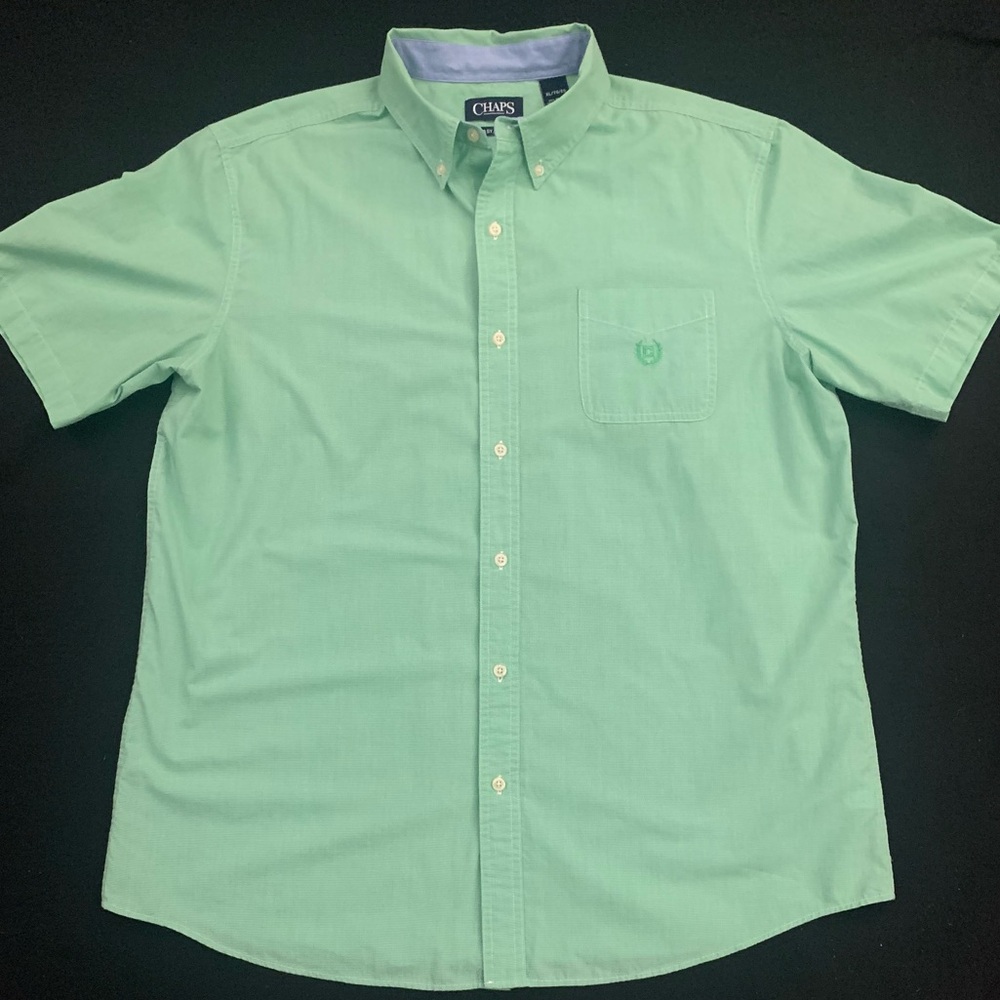 CHAPS SS Lime Green Easy Care Cotton/Poly Shirt